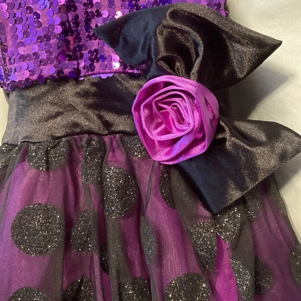 Wiessman Grape Purple Sequined Dance‎ Costume Girls Size LC With Barrette New